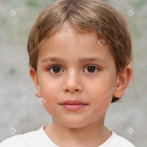 Neutral white child male with short  brown hair and brown eyes