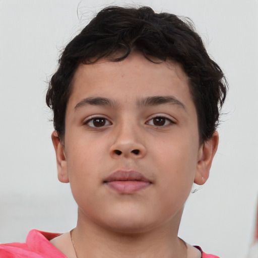 Neutral white child male with short  brown hair and brown eyes