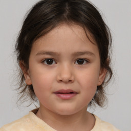 Neutral white child female with medium  brown hair and brown eyes