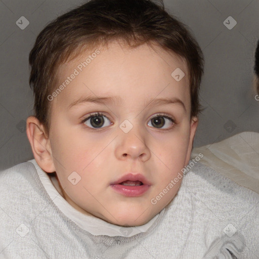 Neutral white child female with short  brown hair and brown eyes