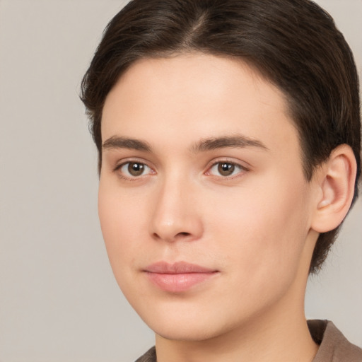 Neutral white young-adult male with medium  brown hair and brown eyes