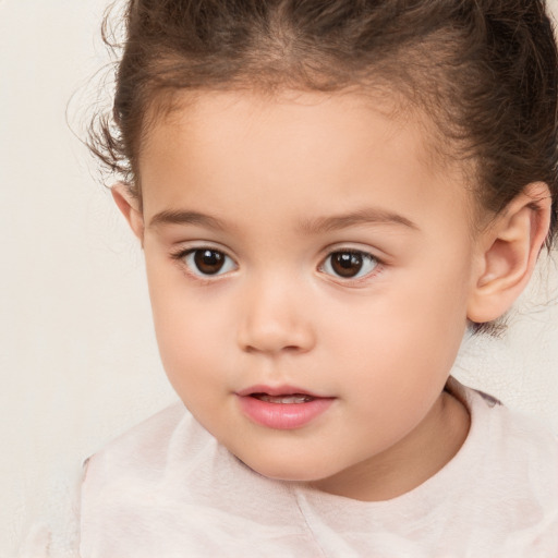 Neutral white child female with short  brown hair and brown eyes