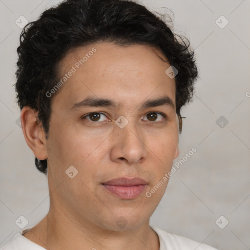 Neutral white adult male with short  brown hair and brown eyes