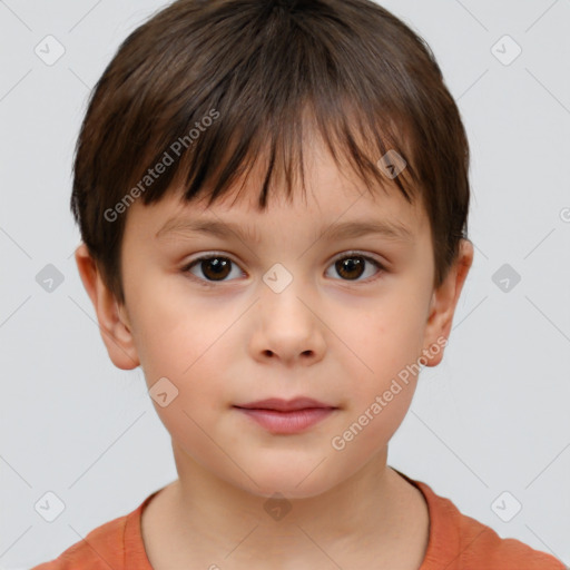 Neutral white child female with short  brown hair and brown eyes