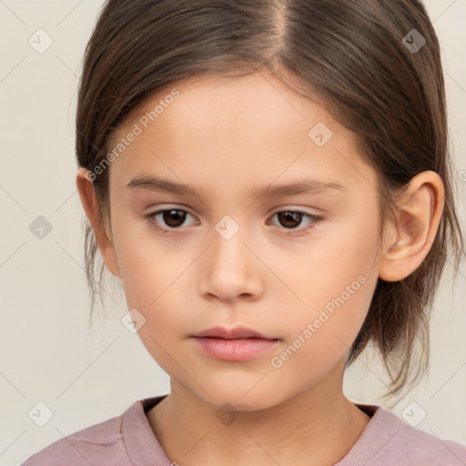 Neutral white child female with medium  brown hair and brown eyes