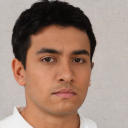 Neutral asian young-adult male with short  brown hair and brown eyes