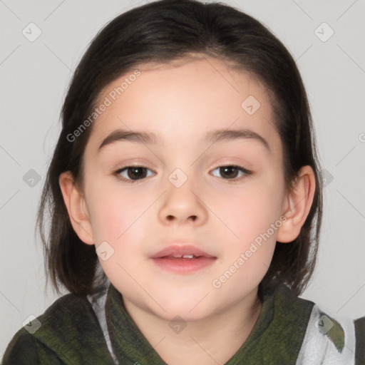 Neutral white child female with medium  brown hair and brown eyes