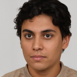 Neutral white young-adult male with short  black hair and brown eyes