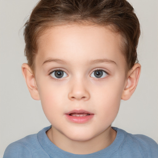 Neutral white child female with short  brown hair and brown eyes