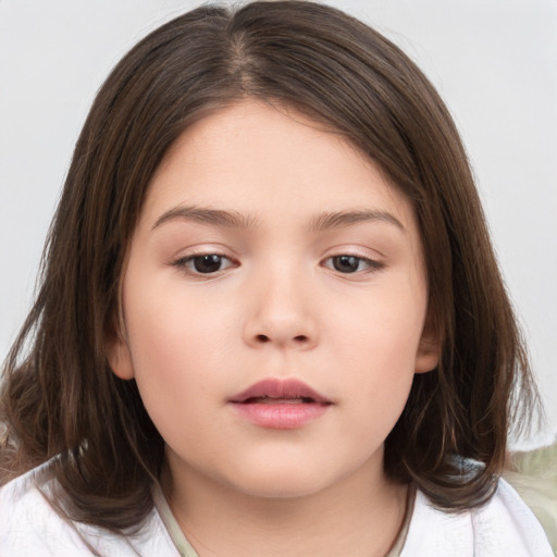 Neutral white child female with medium  brown hair and brown eyes