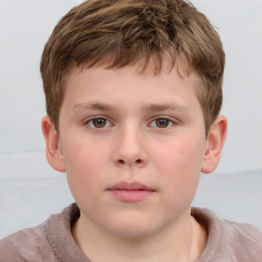 Neutral white child male with short  brown hair and brown eyes