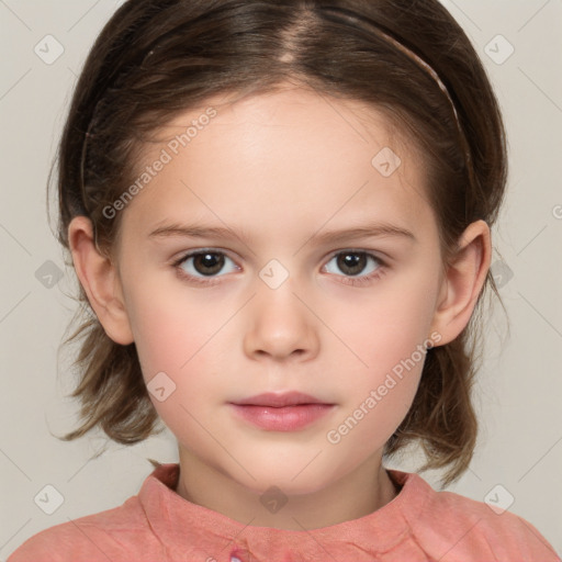 Neutral white child female with medium  brown hair and brown eyes