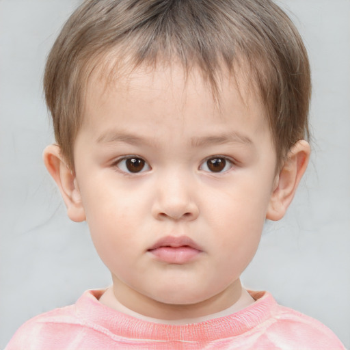 Neutral white child male with short  brown hair and brown eyes