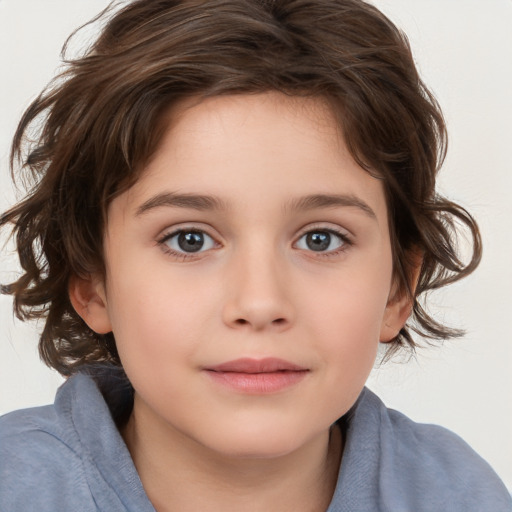 Neutral white child female with medium  brown hair and brown eyes