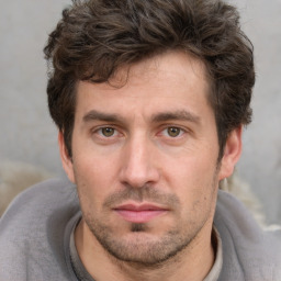 Neutral white adult male with short  brown hair and brown eyes