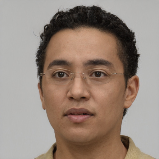 Neutral latino young-adult male with short  brown hair and brown eyes