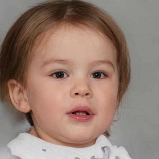 Neutral white child female with medium  brown hair and brown eyes