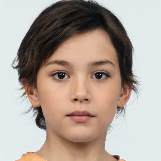 Neutral asian child female with medium  brown hair and brown eyes