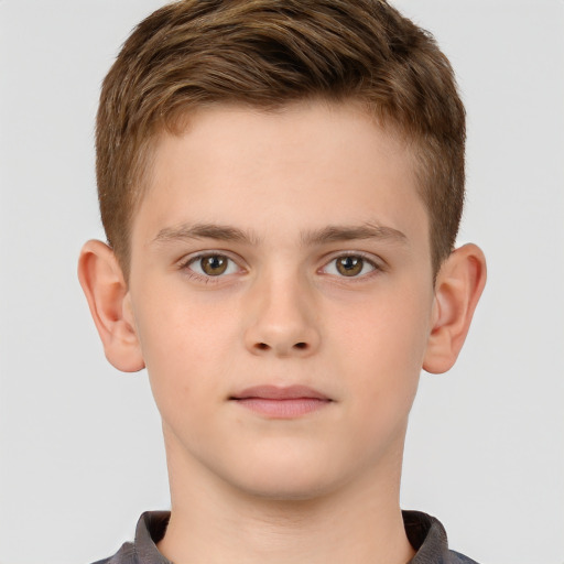 Neutral white child male with short  brown hair and brown eyes