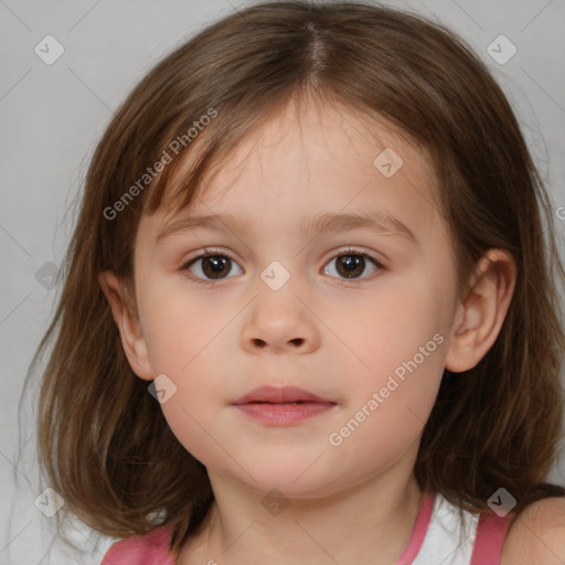 Neutral white child female with medium  brown hair and brown eyes