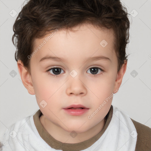 Neutral white child male with short  brown hair and brown eyes