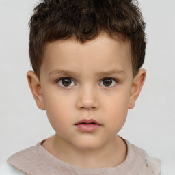 Neutral white child male with short  brown hair and brown eyes