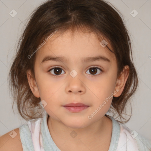 Neutral white child female with medium  brown hair and brown eyes