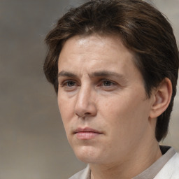 Neutral white adult male with short  brown hair and brown eyes