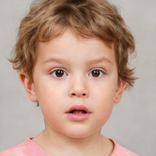 Neutral white child male with short  brown hair and brown eyes