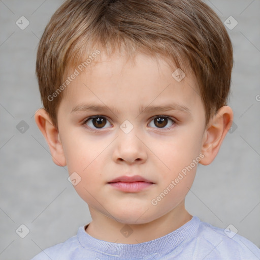 Neutral white child male with short  brown hair and brown eyes