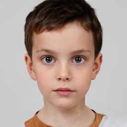 Neutral white child male with short  brown hair and brown eyes