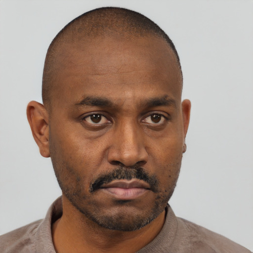 Neutral black young-adult male with short  brown hair and brown eyes