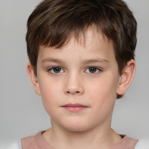 Neutral white child male with short  brown hair and brown eyes