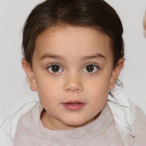 Neutral white child female with medium  brown hair and brown eyes