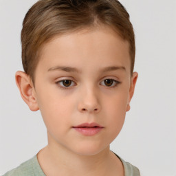 Neutral white child female with short  brown hair and brown eyes