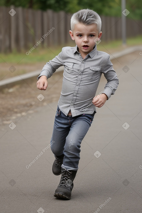 Romanian child boy with  gray hair