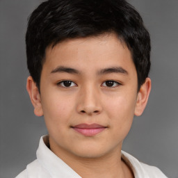 Neutral asian young-adult male with short  brown hair and brown eyes