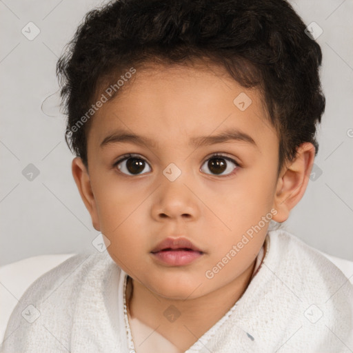 Neutral white child female with short  brown hair and brown eyes