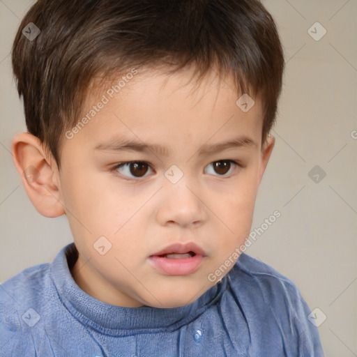 Neutral white child male with short  brown hair and brown eyes