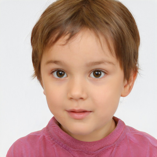 Neutral white child female with short  brown hair and brown eyes