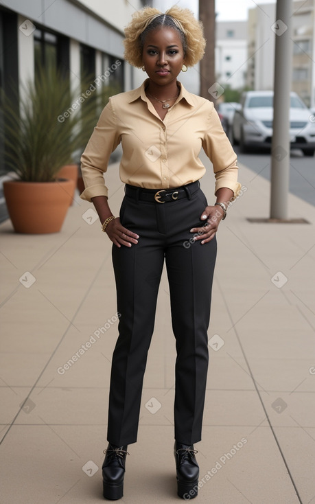 African american adult female with  blonde hair