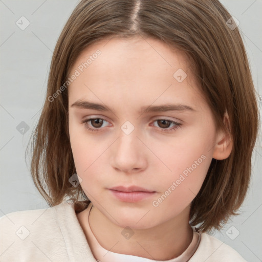 Neutral white child female with medium  brown hair and brown eyes