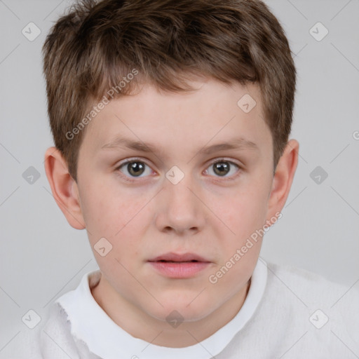 Neutral white child male with short  brown hair and brown eyes