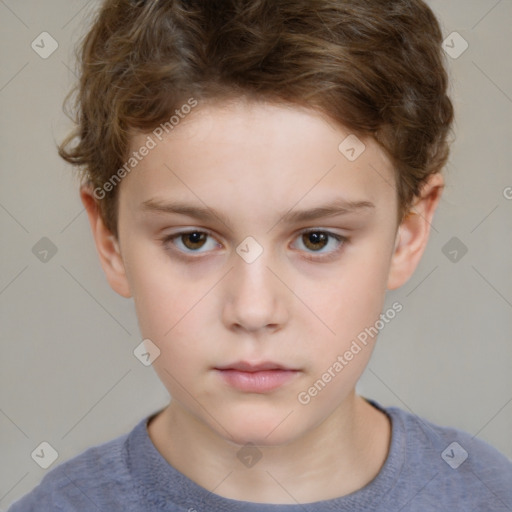 Neutral white child male with short  brown hair and brown eyes