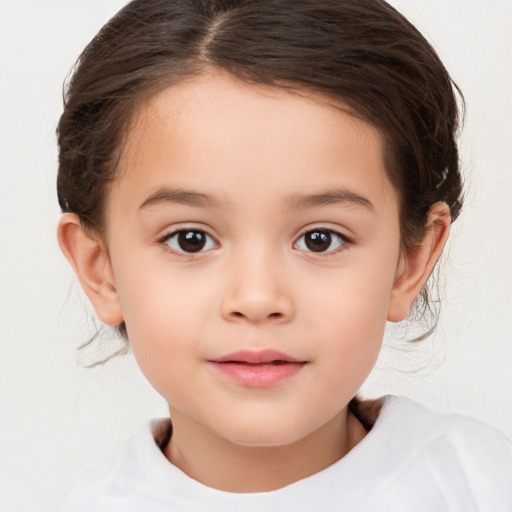 Neutral white child female with medium  brown hair and brown eyes