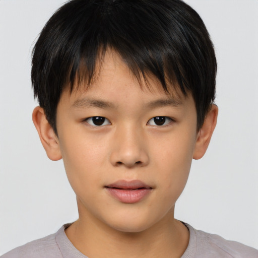 Neutral asian child male with short  brown hair and brown eyes