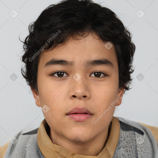 Neutral asian young-adult male with short  brown hair and brown eyes