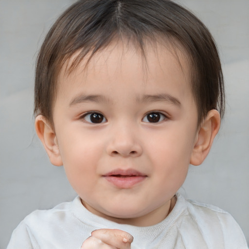 Neutral white child male with short  brown hair and brown eyes