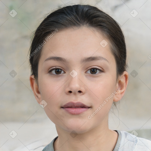 Neutral white young-adult female with short  brown hair and brown eyes