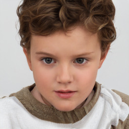 Neutral white child female with short  brown hair and brown eyes